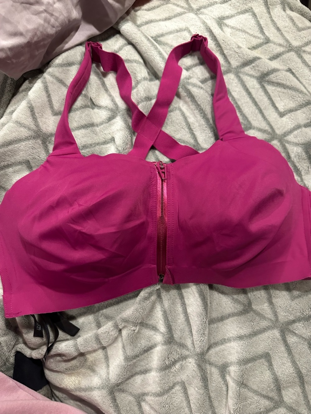 Victoria's Secret Fuchsia Front-Zip Sports Bra
